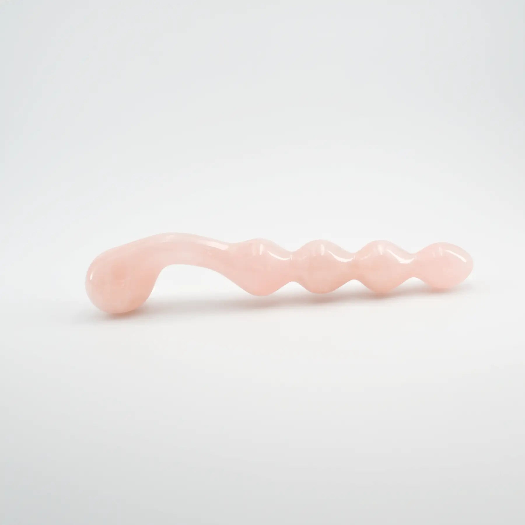 Elegance Knotted Rose Quartz Dildo / 10’’ Curved Bulbous,Ribbed Double End