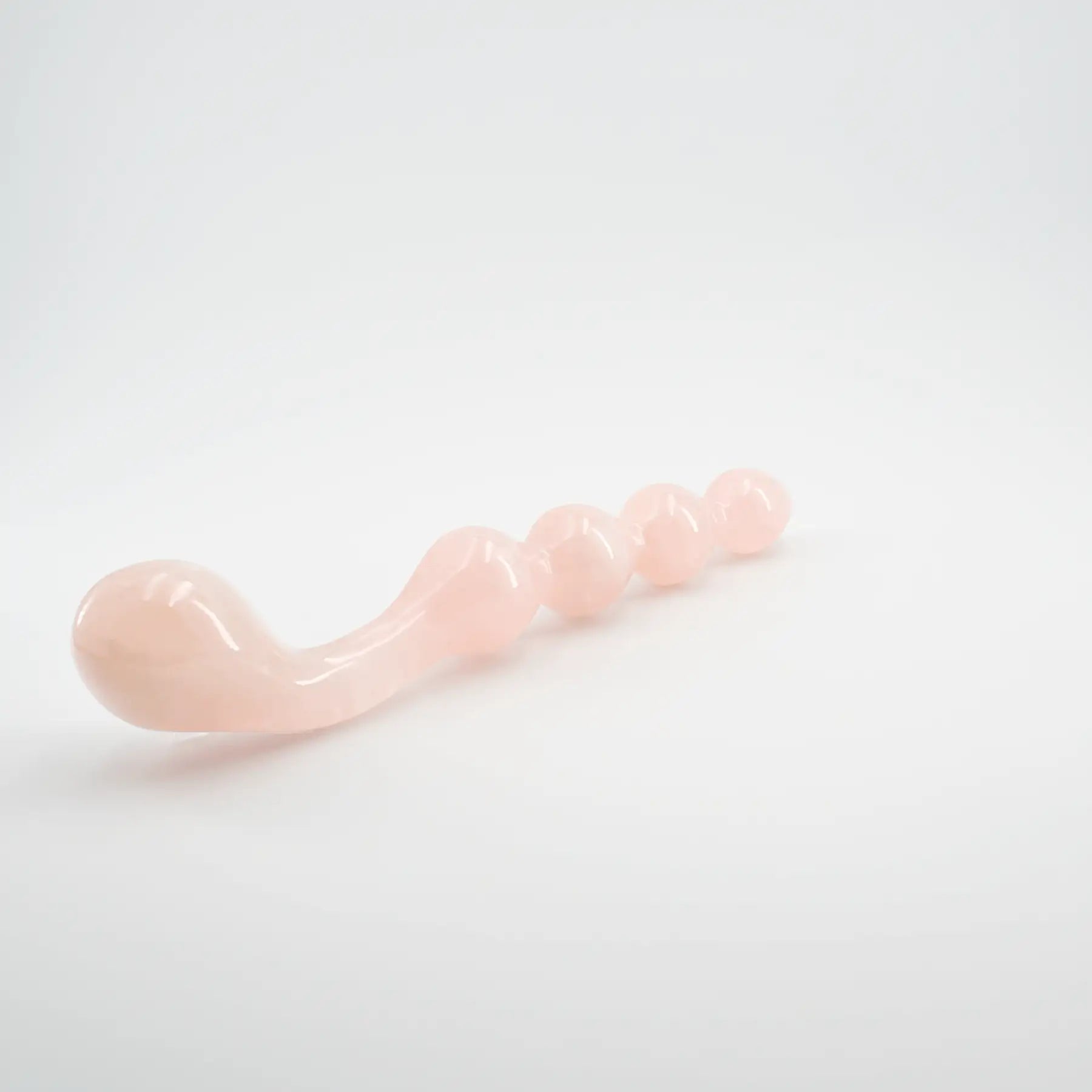 Elegance Knotted Rose Quartz Dildo / 10’’ Curved Bulbous,Ribbed Double End