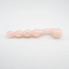 Elegance Knotted Rose Quartz Dildo / 10’’ Curved Bulbous,Ribbed Double End