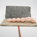 Elegance Knotted Rose Quartz Dildo / 10’’ Curved Bulbous,Ribbed Double End