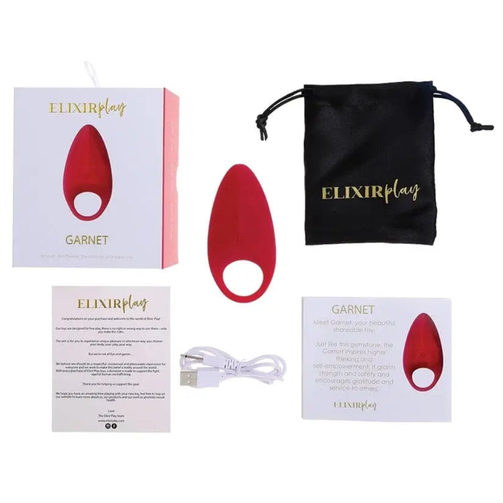 Elixir Play Garnet Vibrating C - Ring and Clitoral Stimulator - Rolik®