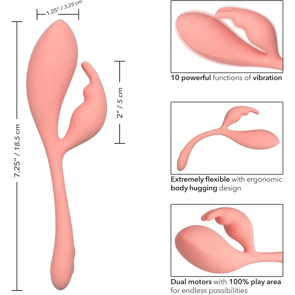 Elle™ Liquid Silicone Bunny Vibrator - Coral