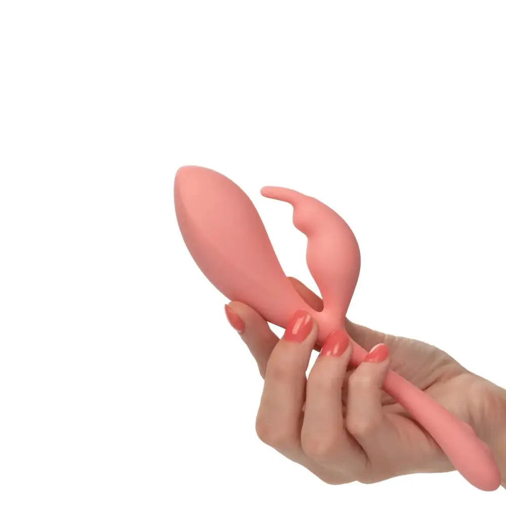 Elle™ Liquid Silicone Bunny Vibrator - Coral