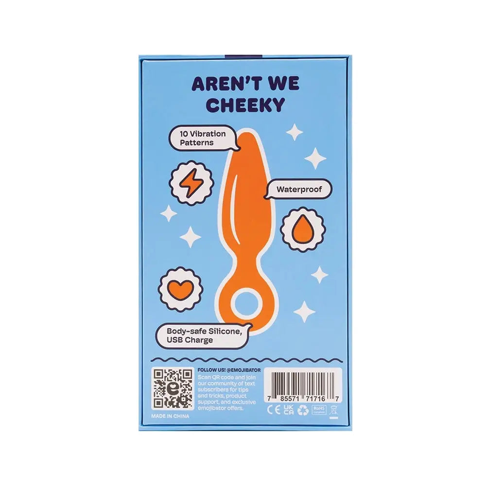 Emojibator® Cheeky Vibrating Butt Plug Orange