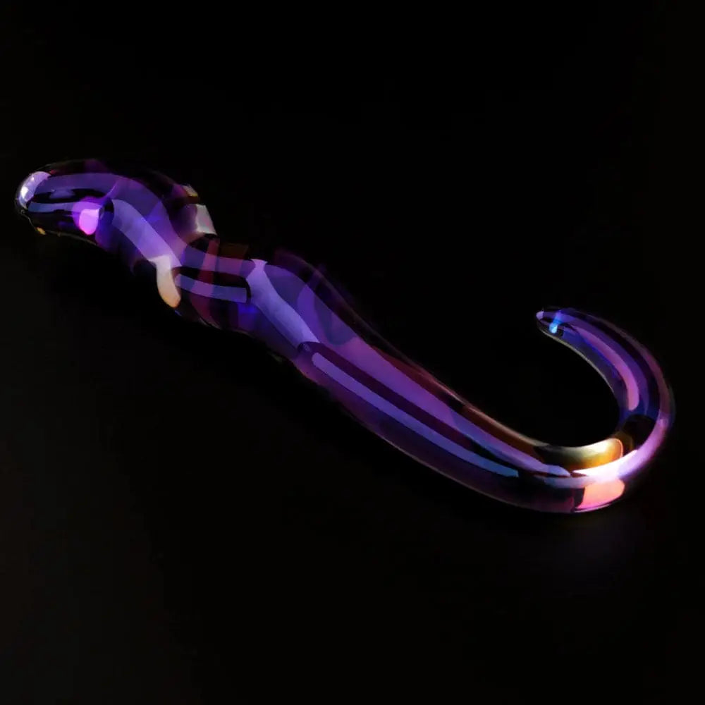 Our Erotic Journey® Cristal Blue Flame Curved Glass Dildo - Rolik®