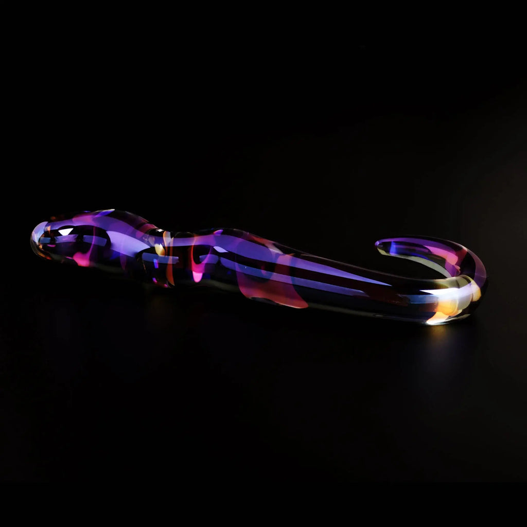 Our Erotic Journey® Cristal Blue Flame Curved Glass Dildo - Rolik®