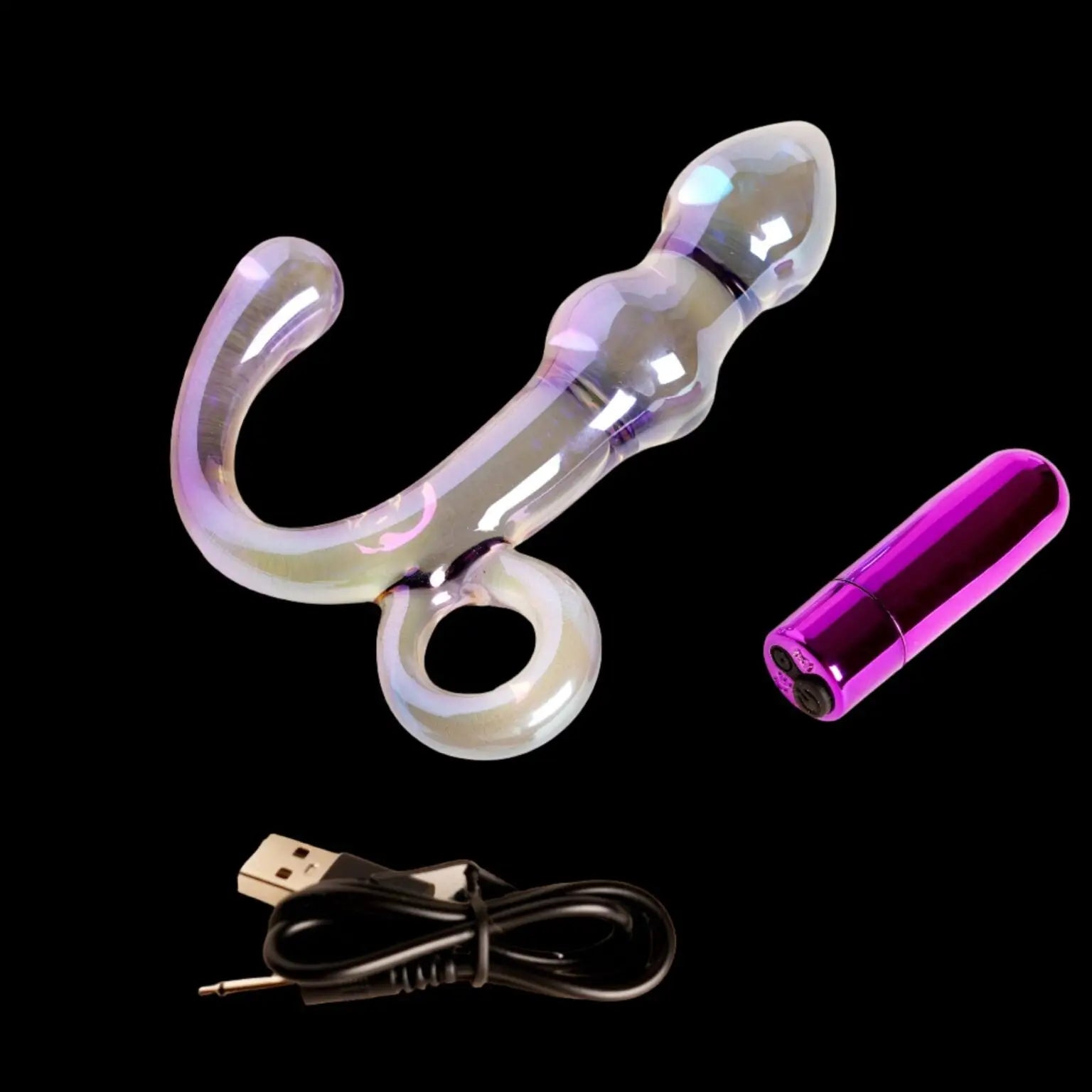 Our Erotic Journey® Cristal Orchid Pulse Glass Toy with Removable Bullet Vibrator - Purple - Dildo