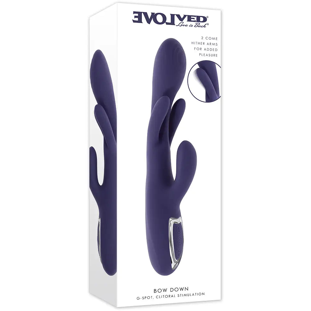 Evolved® Novelties Bow Down Dual-Action G-Spot & Clitoral Rabbit Vibrator Dark Purple