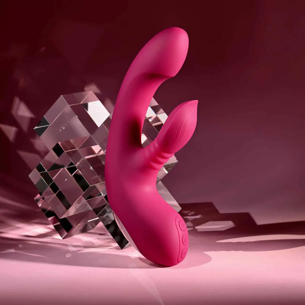 Evolved® Novelties Evolved Gentle Persuasion Come-Hither Rabbit Vibrator Cerise