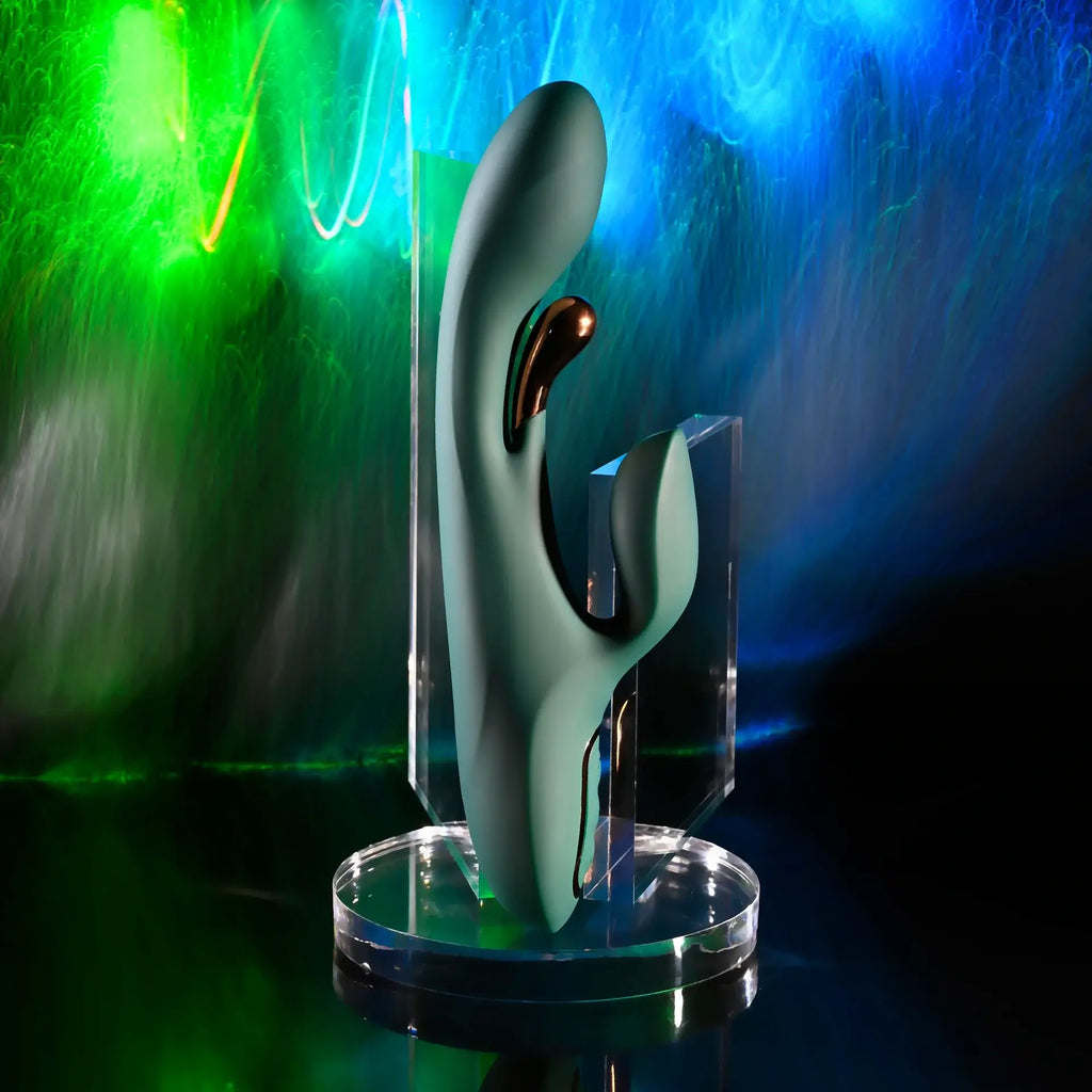 Evolved® Novelties Evolved Golden Goddess G-Spot Flicker Vibrator | Side-to-Side Stimulation & Clitoral Vibe Dark Green