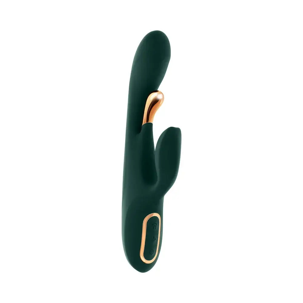 Evolved® Novelties Evolved Golden Goddess G-Spot Flicker Vibrator | Side-to-Side Stimulation & Clitoral Vibe Dark Green
