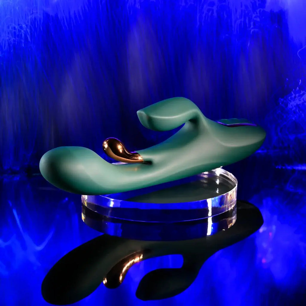 Evolved® Novelties Evolved Golden Goddess G-Spot Flicker Vibrator | Side-to-Side Stimulation & Clitoral Vibe Dark Green