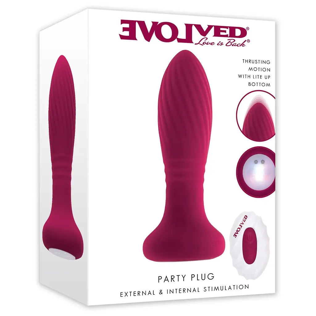 Evolved® Novelties Evolved LED Party Thrusting Butt Plug with Remote Cerise