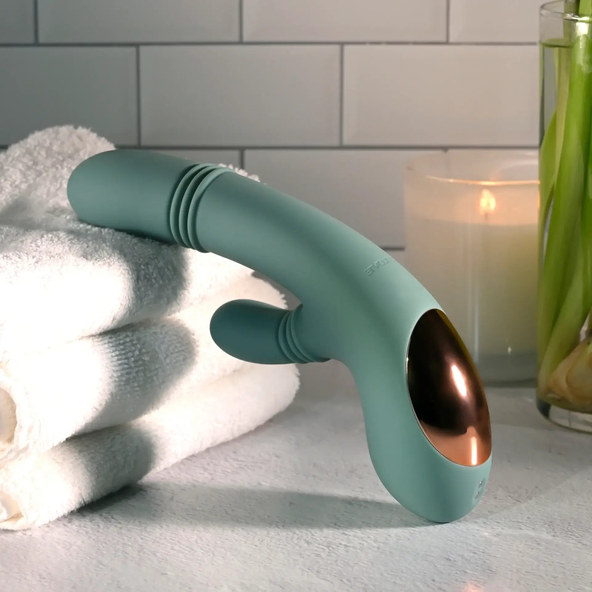 Evolved® Novelties Evolved Rub Me Tender G-Spot & Clitoral Vibrator | Gyrating Thrusting Rotating Sage