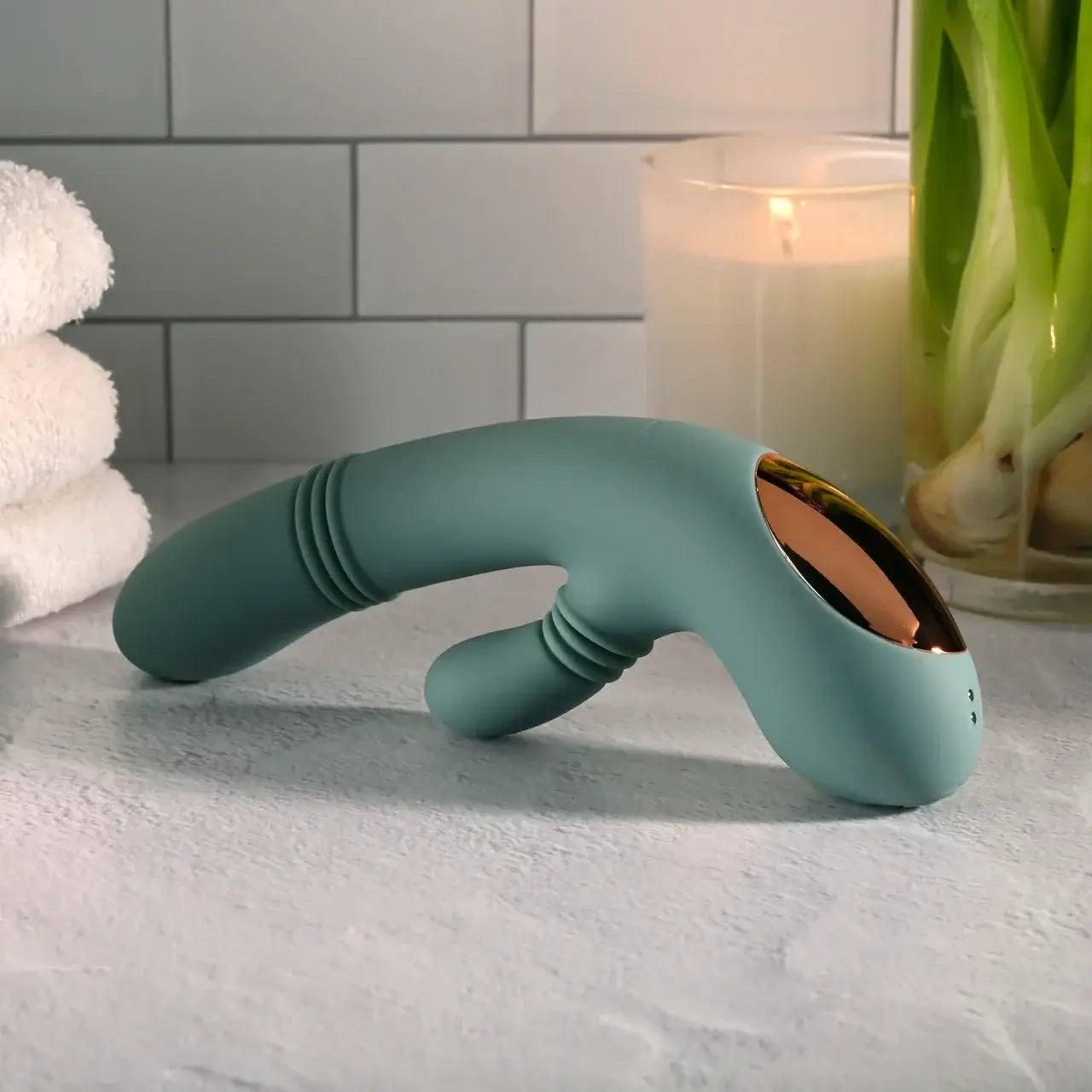 Evolved® Novelties Evolved Rub Me Tender G-Spot & Clitoral Vibrator | Gyrating Thrusting Rotating Sage