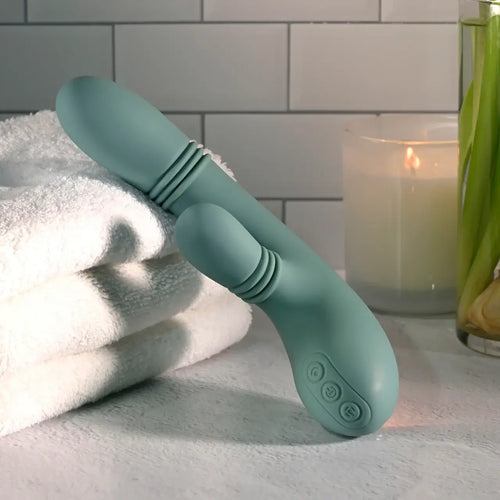 Evolved® Novelties Evolved Rub Me Tender G-Spot & Clitoral Vibrator | Gyrating Thrusting Rotating Sage
