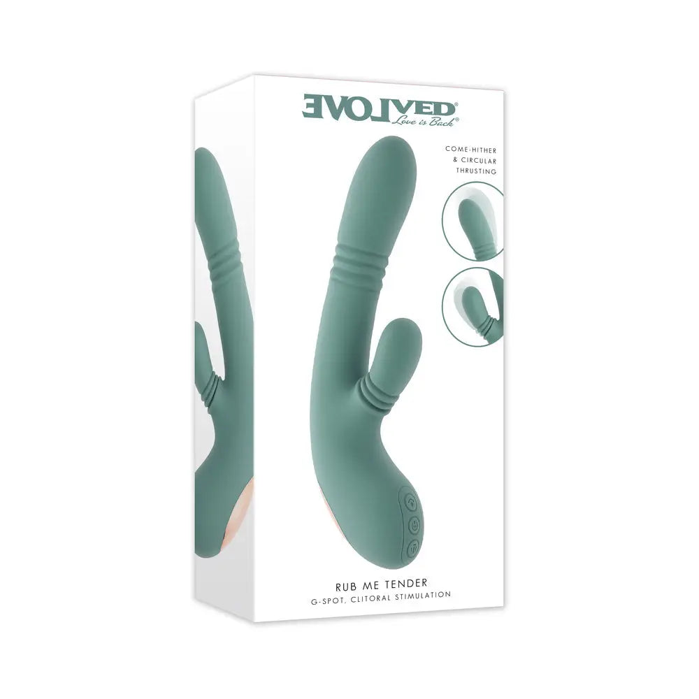 Evolved® Novelties Evolved Rub Me Tender G-Spot & Clitoral Vibrator | Gyrating Thrusting Rotating Sage