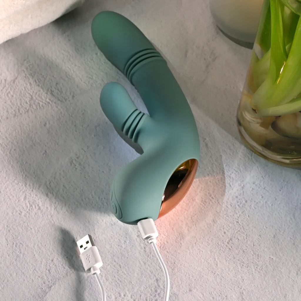 Evolved® Novelties Evolved Rub Me Tender G-Spot & Clitoral Vibrator | Gyrating Thrusting Rotating Sage