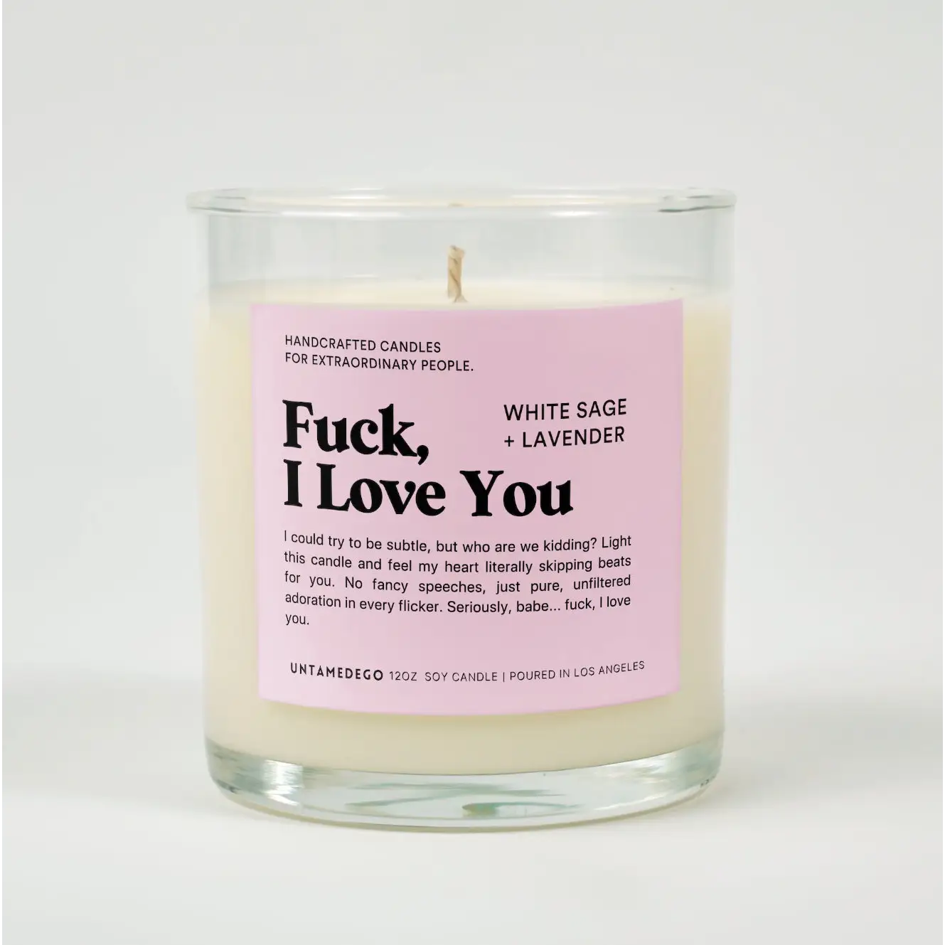 F*ck I Love You Glass Candle WHITE SAGE + LAVENDER