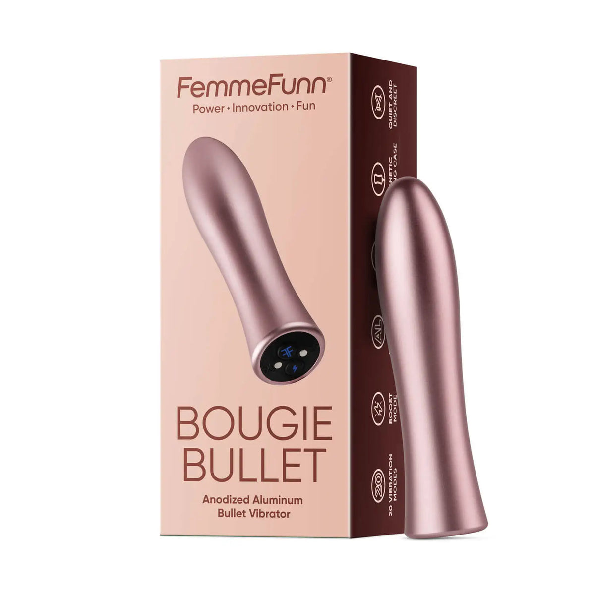 FemmeFunn Bougie Bullet Vibrator - 20 Modes Rechargeable Anodized Aluminum