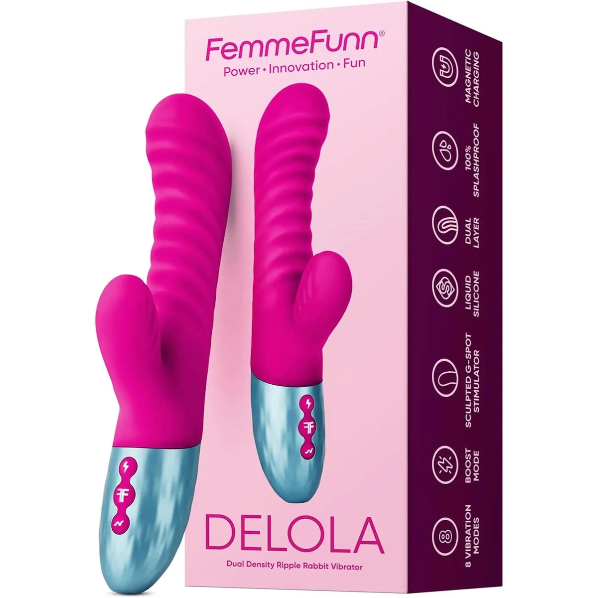 FemmeFunn Delola Dual Density Rabbit Vibrator - Rippled G-Spot Stimulation