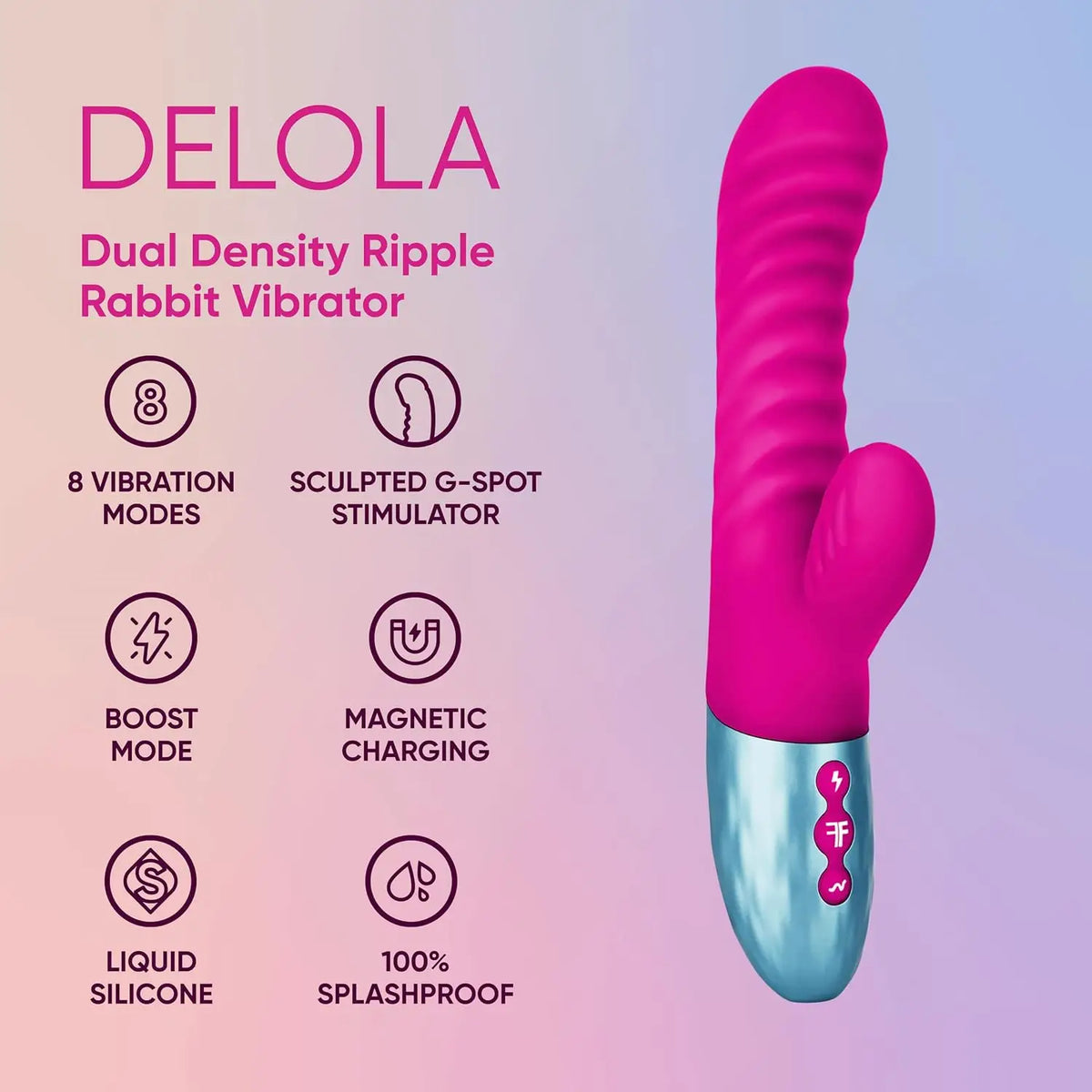 FemmeFunn Delola Dual Density Rabbit Vibrator - Rippled G-Spot Stimulation
