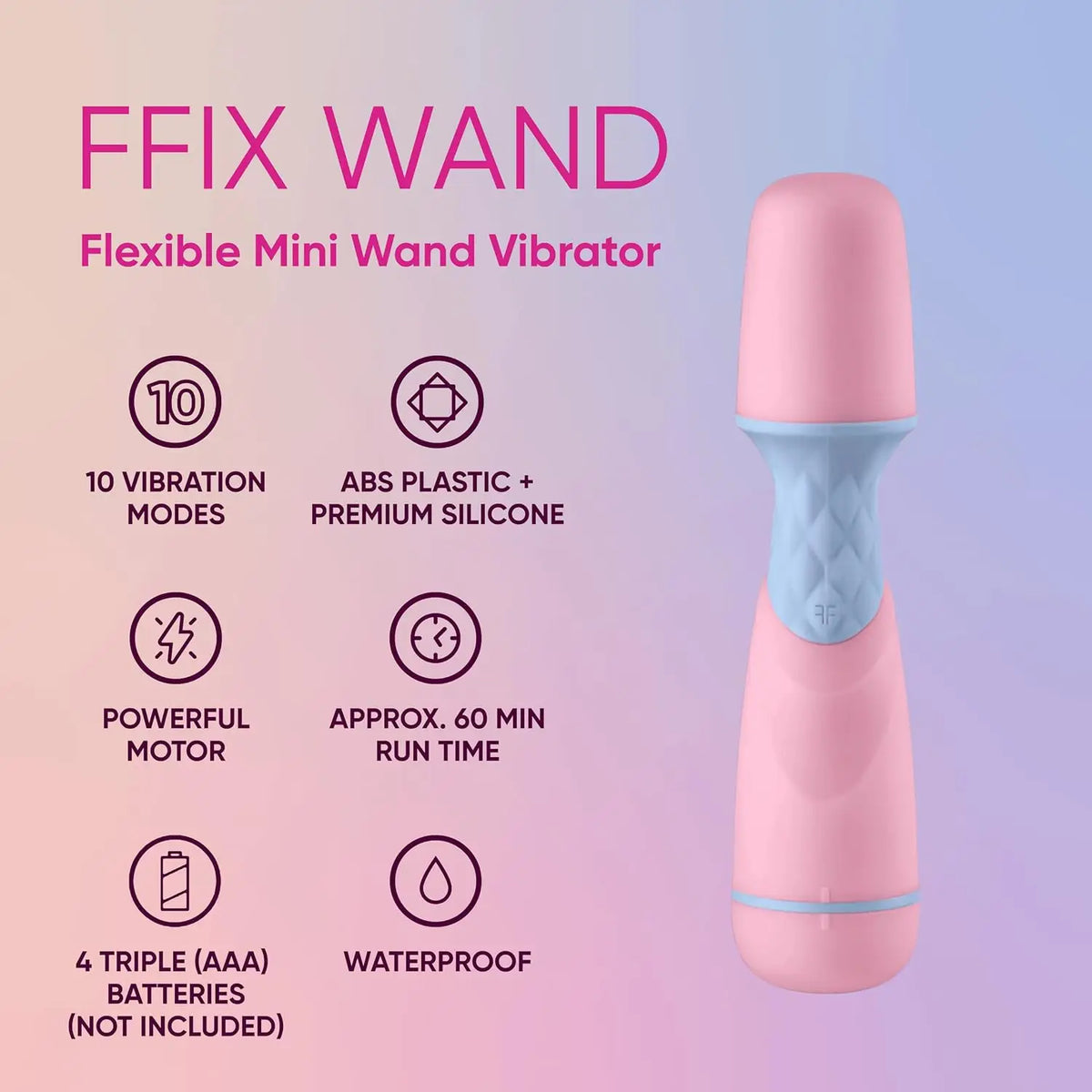 FemmeFunn FFIX Mini Wand Vibrator - 10 Modes Battery Powered