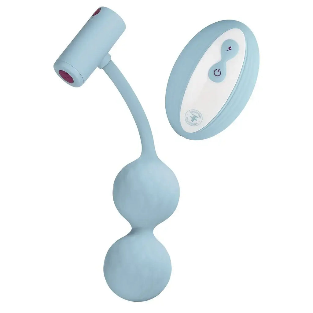 FemmeFunn Momenta Remote-Controlled Vibrating Kegel Balls – Rechargeable Silicone Pelvic Floor Trainer Light Blue