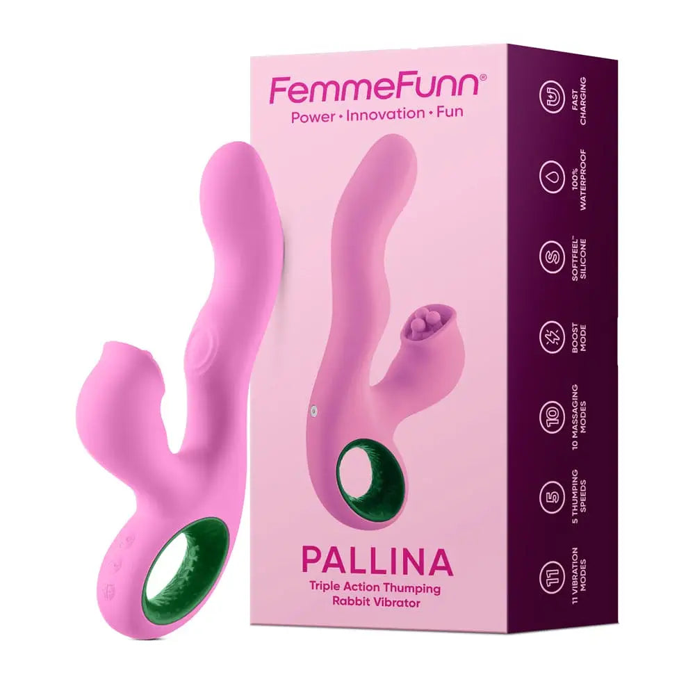 Femmefunn Pallina Triple Action Thumping Rabbit Vibrator Pink - Rolik®