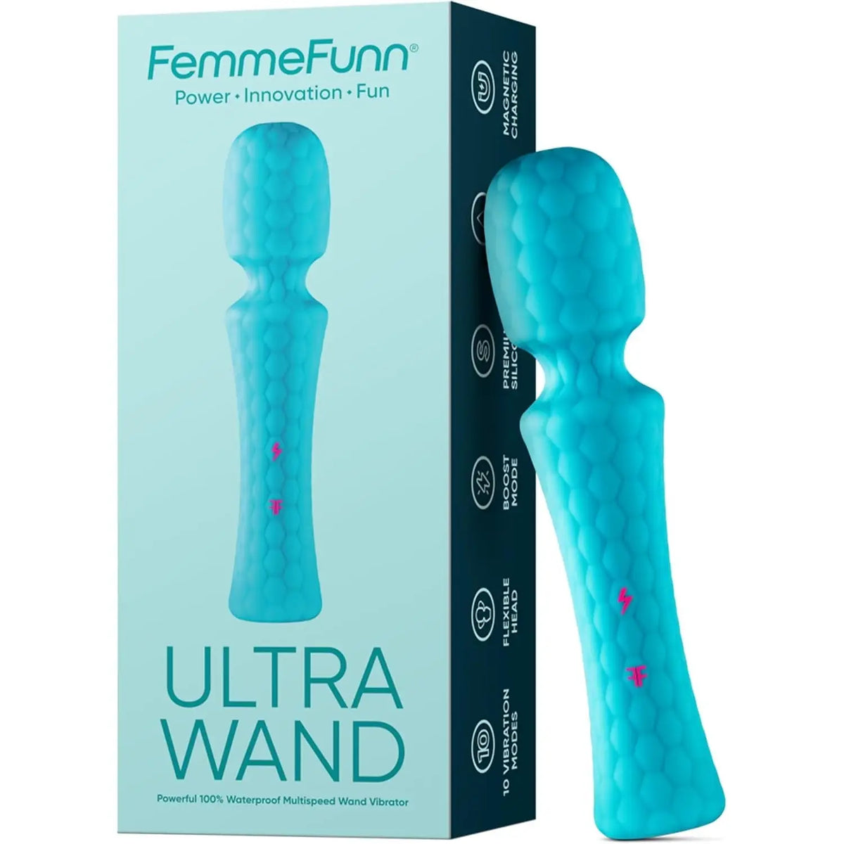FemmeFunn Ultra Wand Vibrator - Flexible Head Massager with 10 Modes