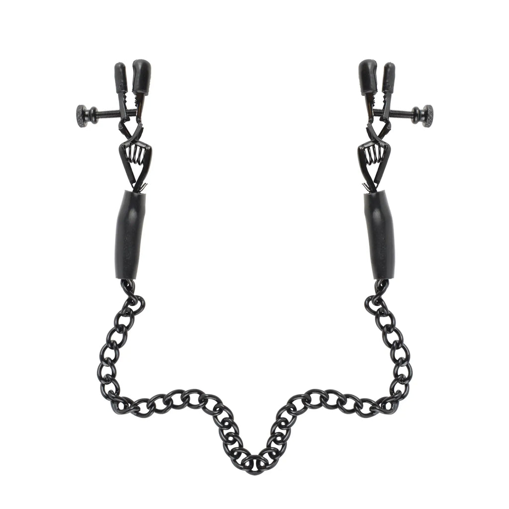 Fetish Fantasy Series Adjustable Nipple Chain Clamps Black