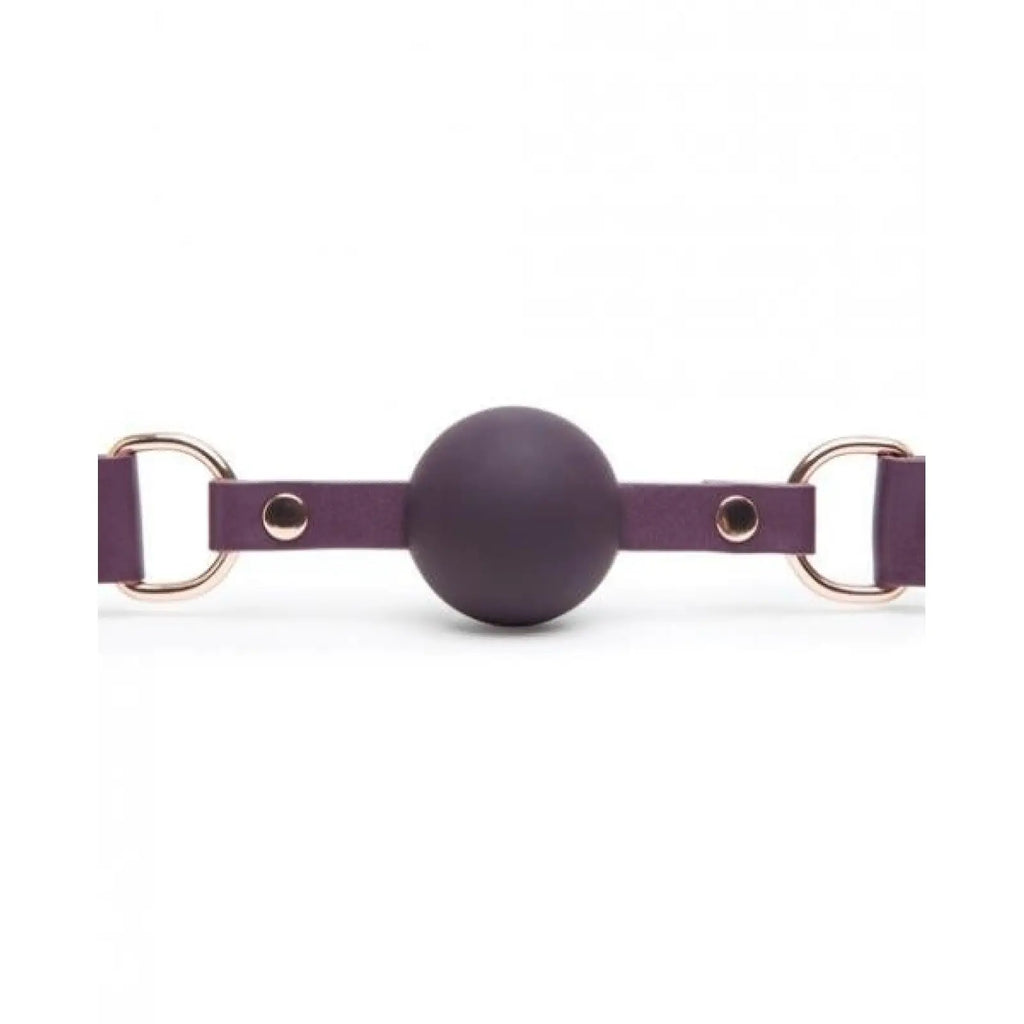 Fifty Shades Freed Cherished Collection Leather Ball Gag - Purple - Gags