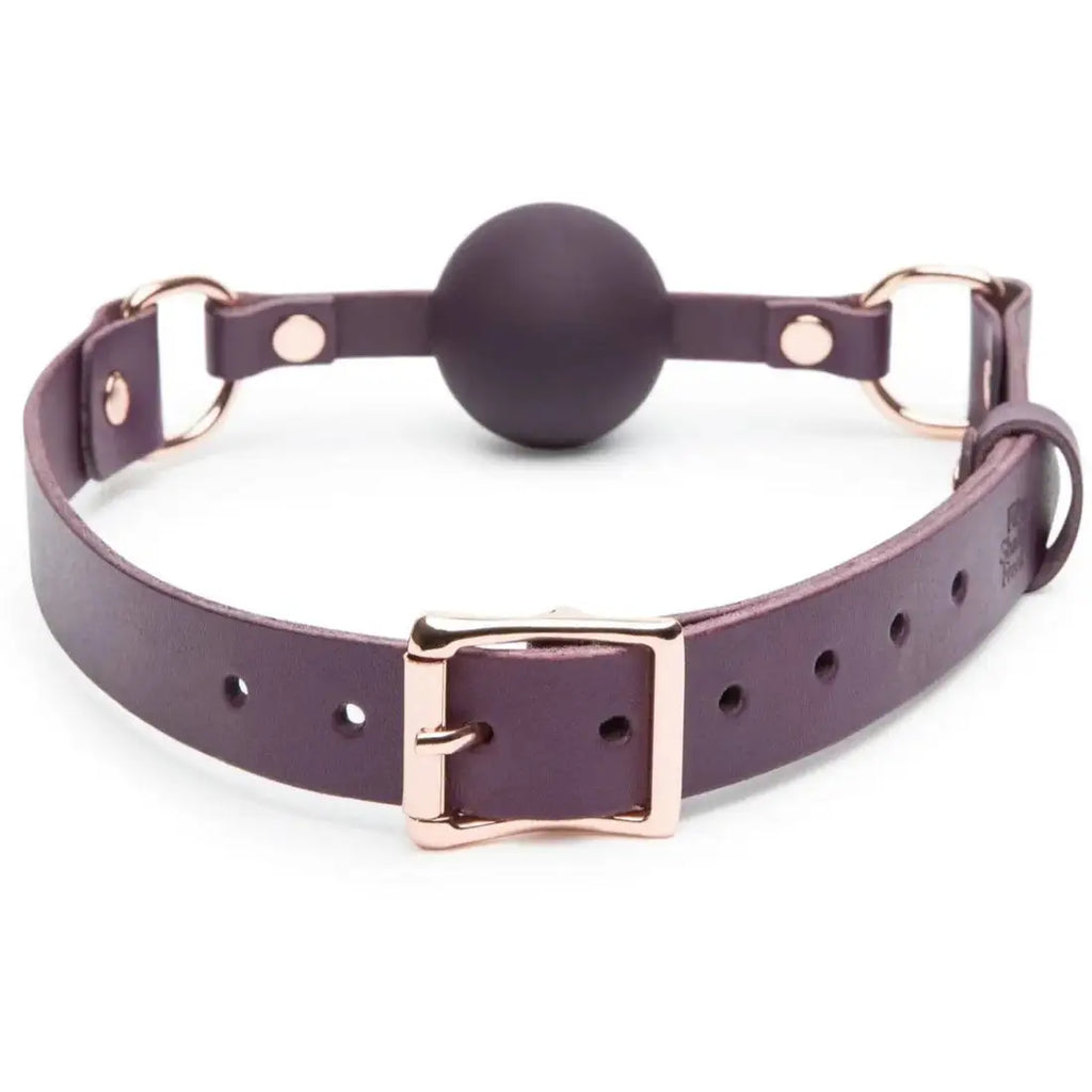 Fifty Shades Freed Cherished Collection Leather Ball Gag - Purple - Gags