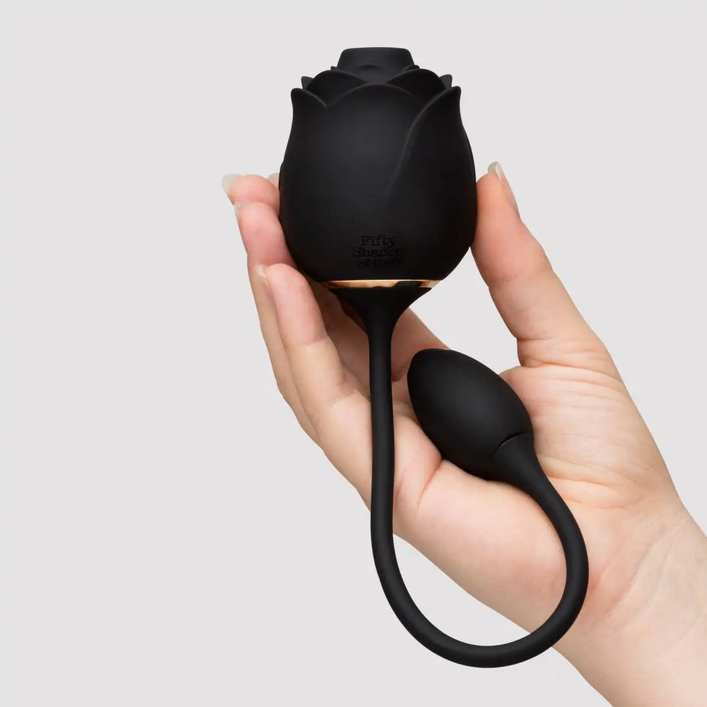 Fifty Shades of Grey Dark Blushing Rose Clitoral Suction Stimulator and Vibrating Egg - Black - Vibrator