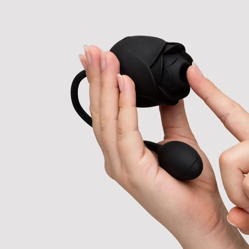 Fifty Shades of Grey Dark Blushing Rose Clitoral Suction Stimulator and Vibrating Egg - Black - Vibrator