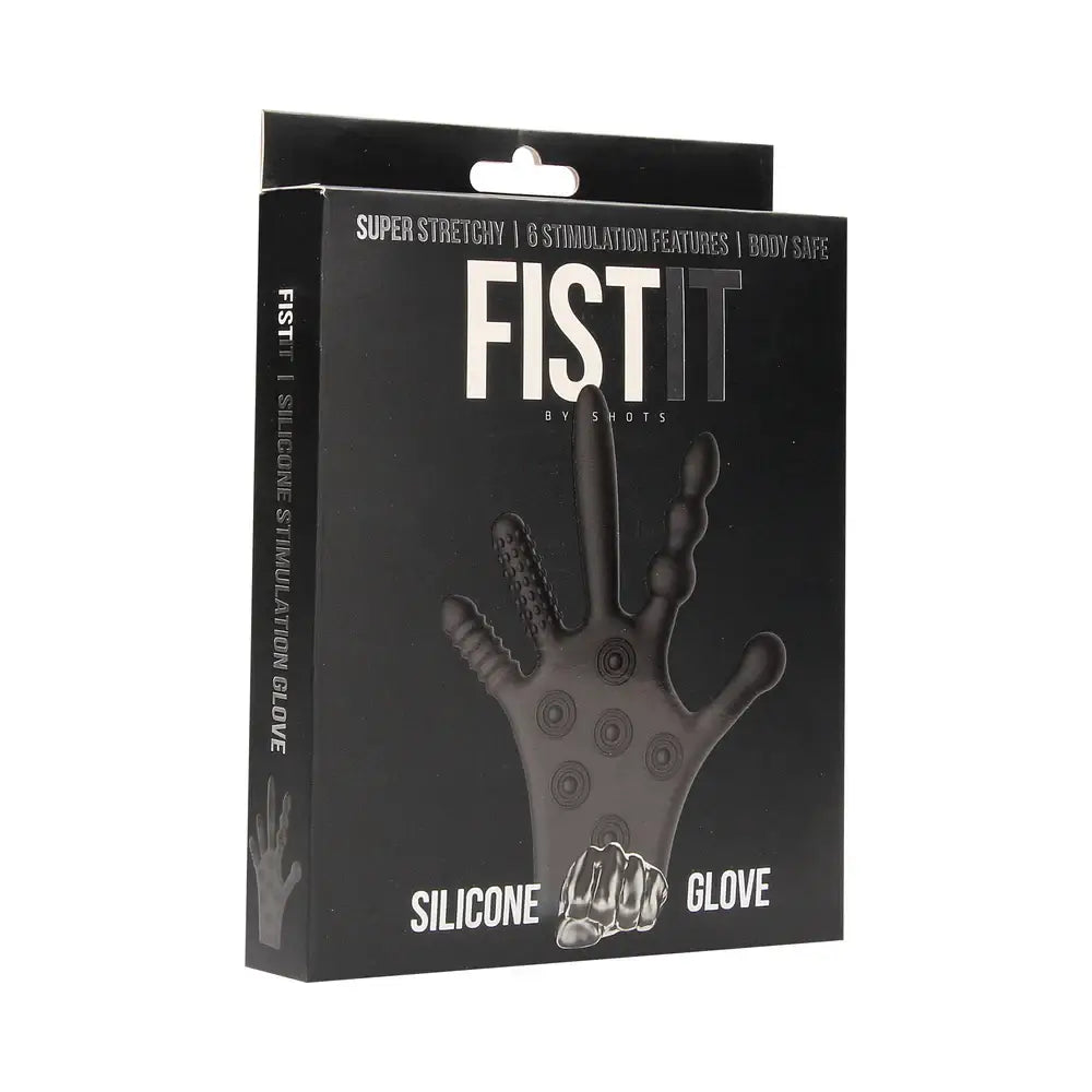 Fist It Silicone Stimulation Glove - Black - Masturbator