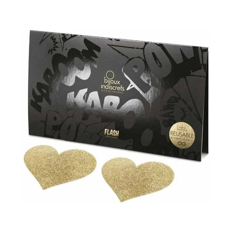 Flash Reusable Glitter Pasties Gold Heart