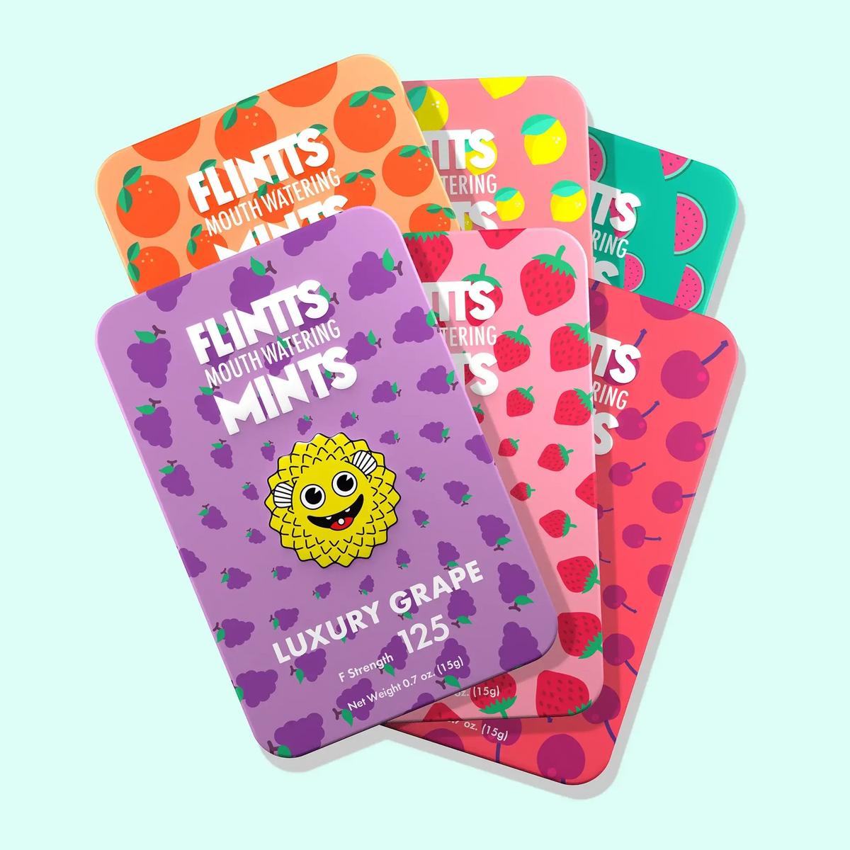 Flintts Mints 3-Pack - Mouth-Watering for Dry Mouth & Fresh Breath Fruit Troop All Fruits 6-Pack (F-Strength 100-250)