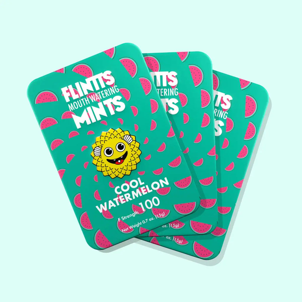 Flintts Mints 3-Packs - Combat Dry Mouth! - Cool Watermelon F Strength 100 - Enhancers