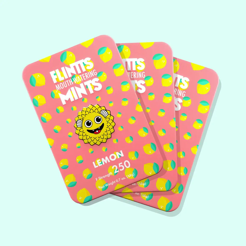 Flintts Mints 3-Packs - Combat Dry Mouth! - Lemon F Strength 250 - Enhancers