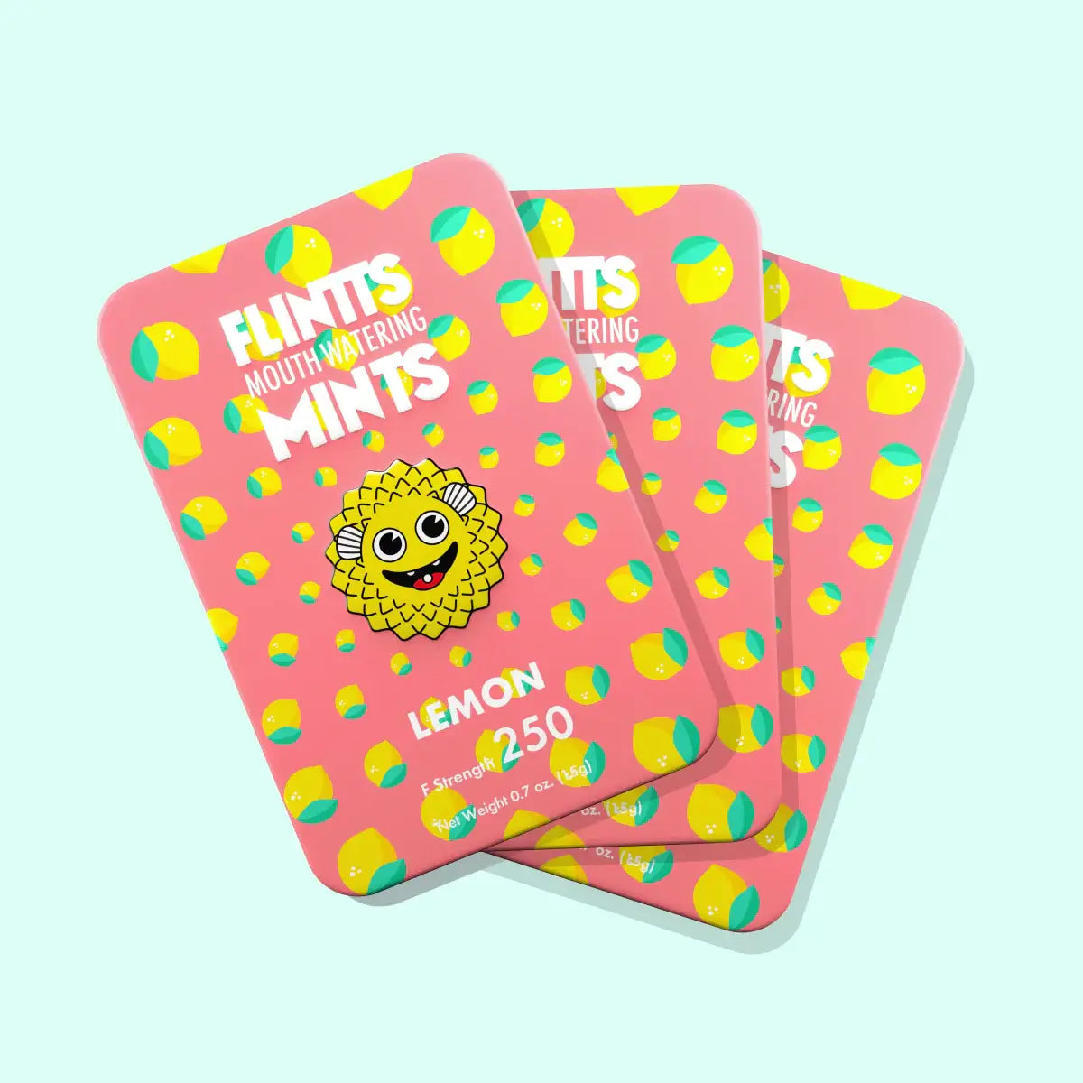 Flintts Mints 3-Packs - Combat Dry Mouth! - Lemon F Strength 250 - Enhancers