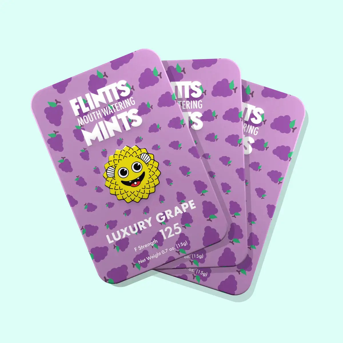 Flintts Mints 3-Packs - Combat Dry Mouth! - Luxury Grape F Strength 125 - Enhancers