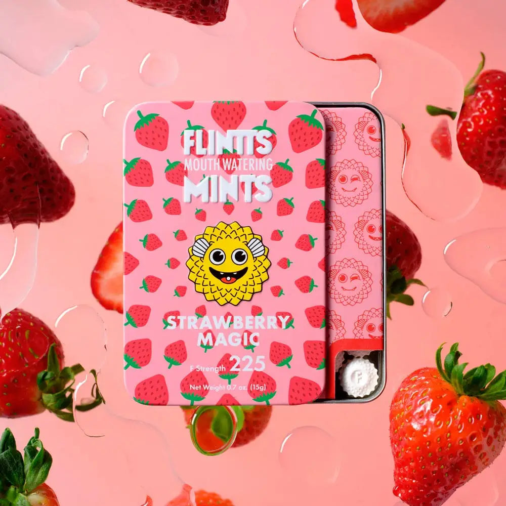 Flintts Mints 3-Packs - Combat Dry Mouth! - Strawberry Magic F Strength 225 - Enhancers