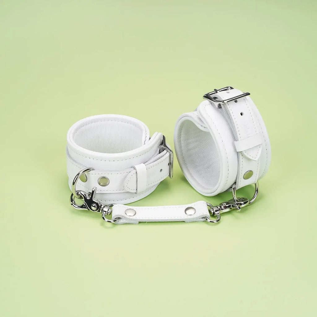 Fuji White Collection Leather Ankle Cuffs - Restraints