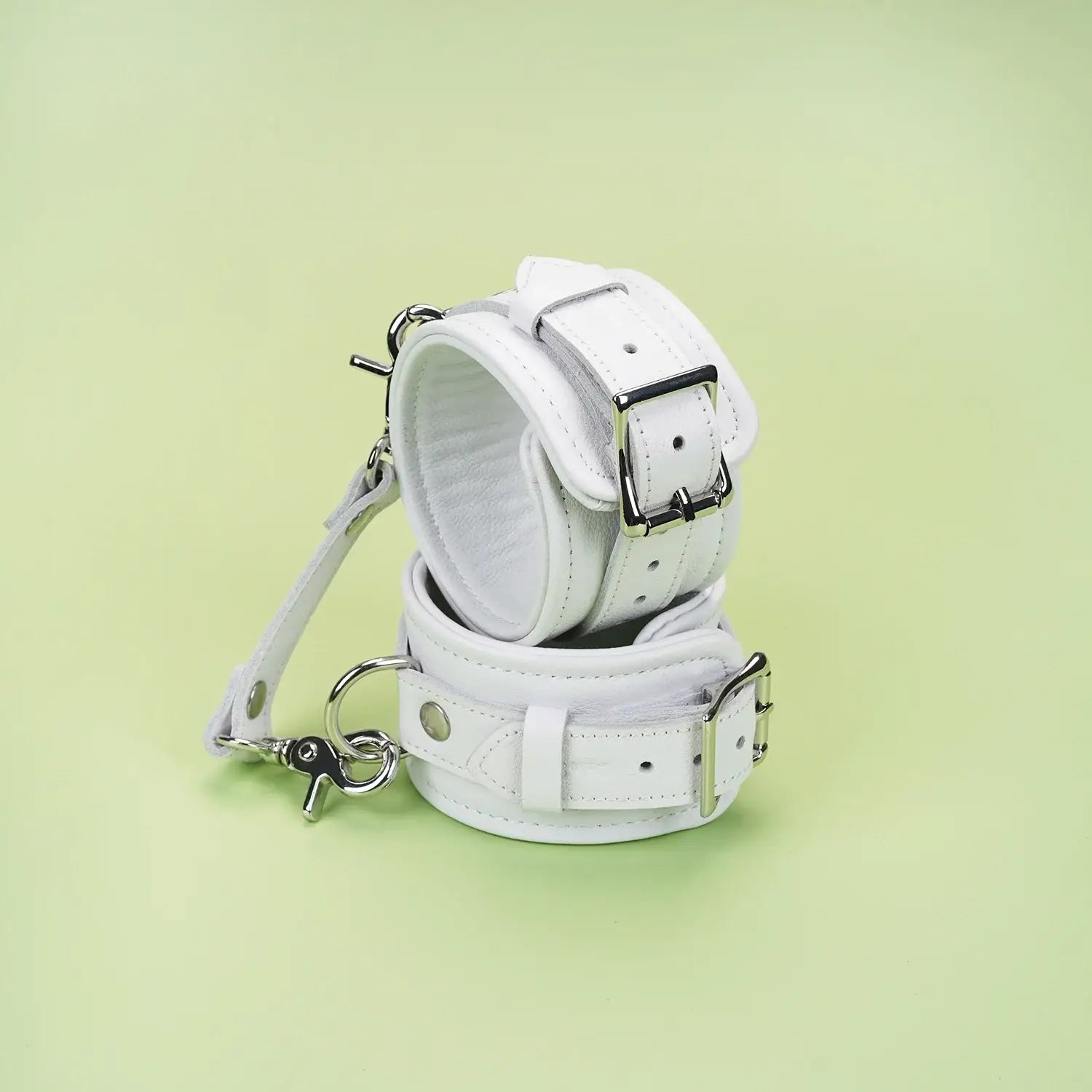 Fuji White Collection Leather Ankle Cuffs - Restraints