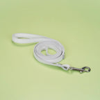 Fuji White Collection Leather Collar with Leash - Restraints