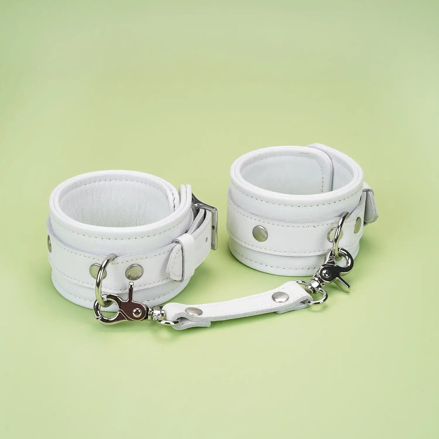 Fuji White Collection Leather Handcuffs - Restraints
