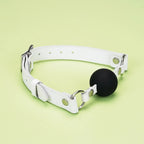 Fuji White Collection Leather & Silicone Ball Gag - Gags