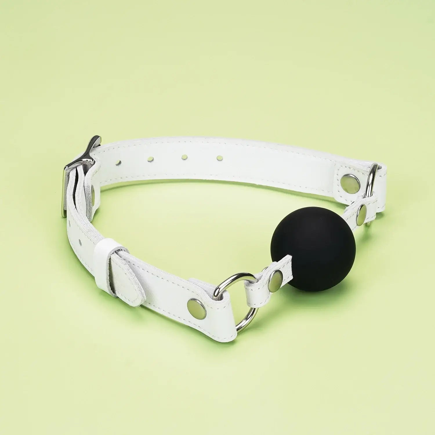 Fuji White Collection Leather & Silicone Ball Gag - Gags