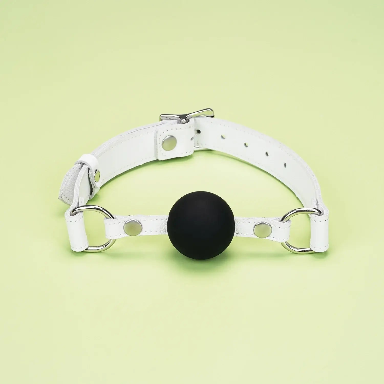 Fuji White Collection Leather & Silicone Ball Gag - Gags